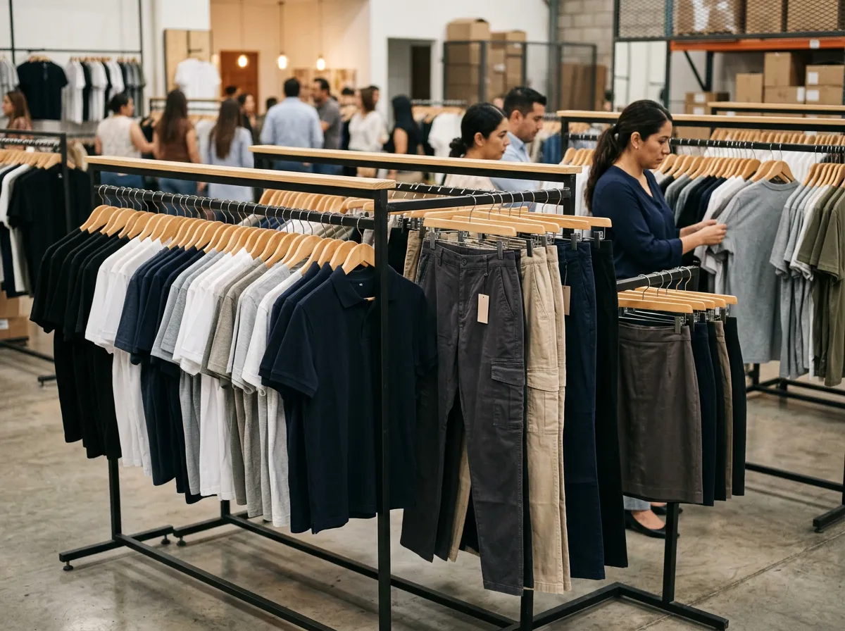 Ropa básica en percheros